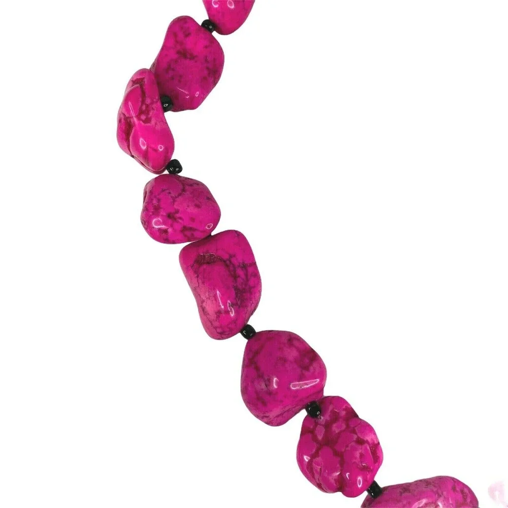Silver Tone Pink Faux Stone‎ Necklace Earrings Set